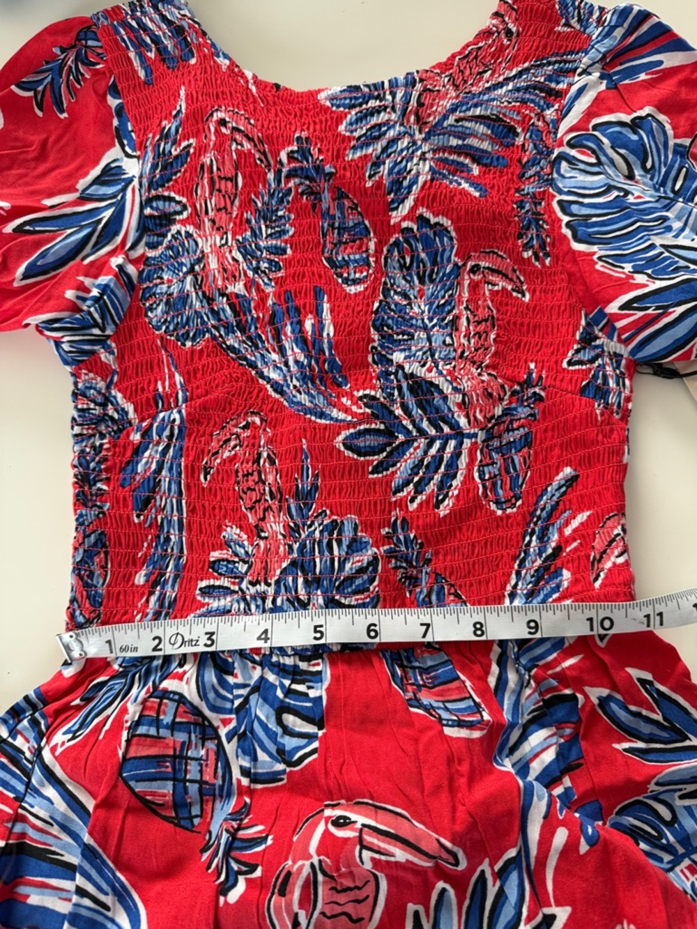 Sincerely Jules Red Maxi Dress with Blue and White Tropical Print size xs, - Picture 9 of 11